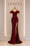 Dasha Beaded Feather Dress (Red)
