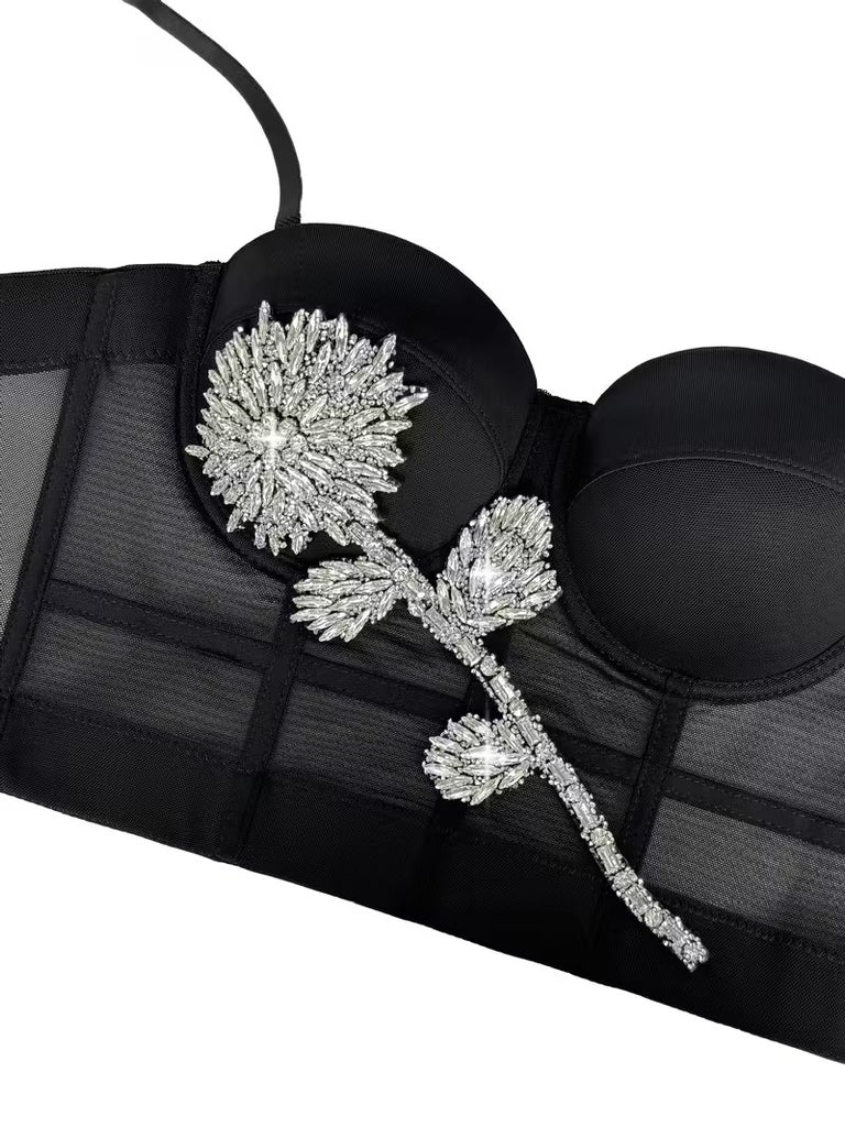 Floral Crystal Bustier Corset
