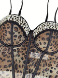Leopard Crystal Bustier Corset