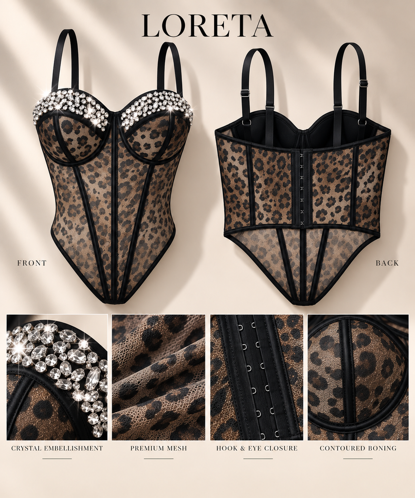 Leopard Crystal Bustier Corset