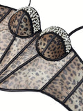Leopard Crystal Bustier Corset