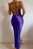 Gold Purple Backless Dress