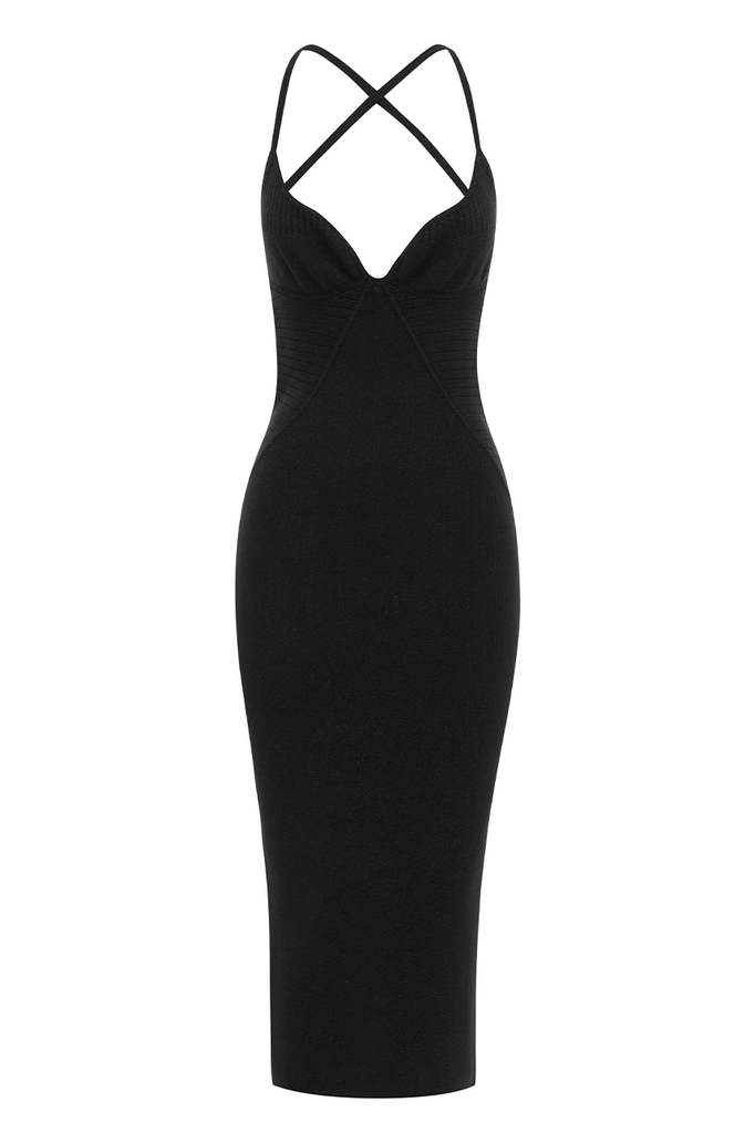 Black strappy clearance lurex bodycon dress