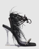 Black Feather Crystal Heels