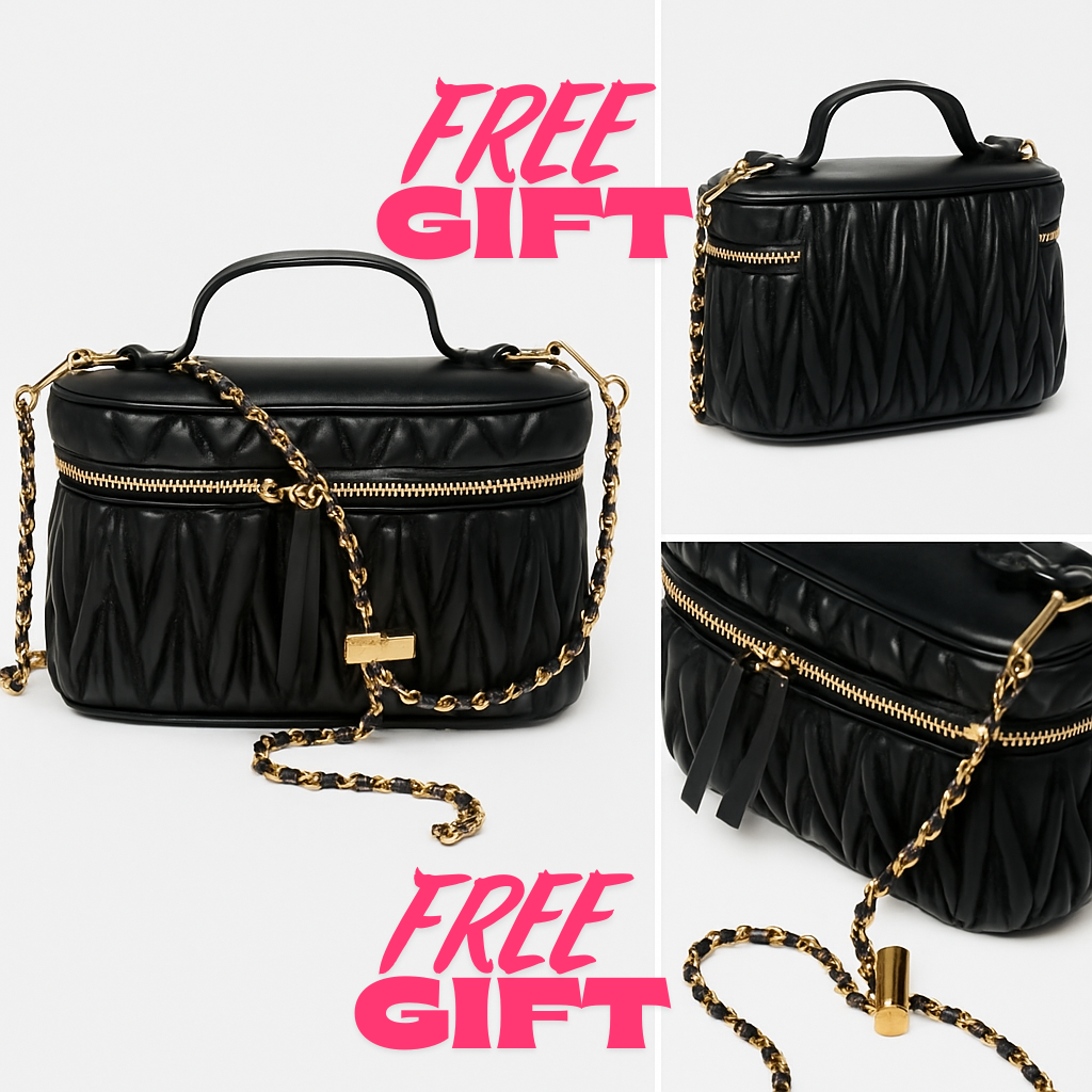 FREE with $150+ Spend – Black & Gold Mini Crossbody (Applied at checkout)