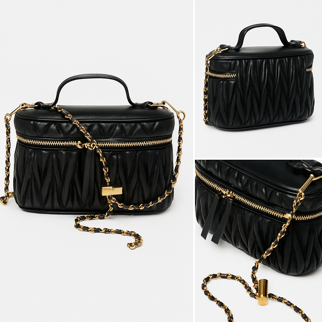 FREE with $150+ Spend – Black & Gold Mini Crossbody (Applied at checkout)