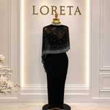 SIA: Crystal Embellished Cape Dress (Black)