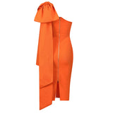 Orange Bow Bandage Dress
