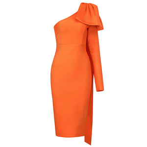 Orange Bow Bandage Dress
