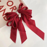 Oversized Large Red Crystal Pearl Bow Hair Clip