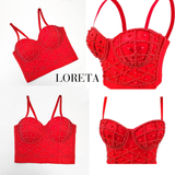 Pearl Bustier Corset Top (Red)