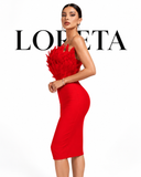 Darby Strapless Feather Bandage Dress (Red)
