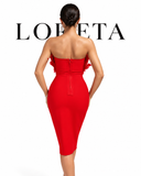 Darby Strapless Feather Bandage Dress (Red)