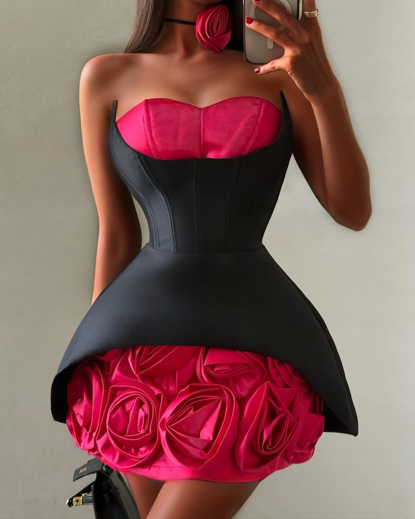 Roses Last Forever Dress (Red/Black)
