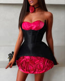 Roses Last Forever Dress (Red/Black)
