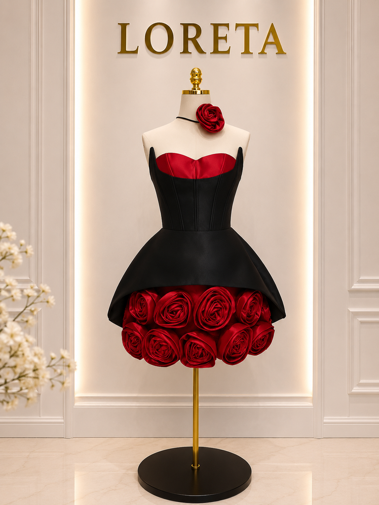 Roses Last Forever Dress (Red/Black)