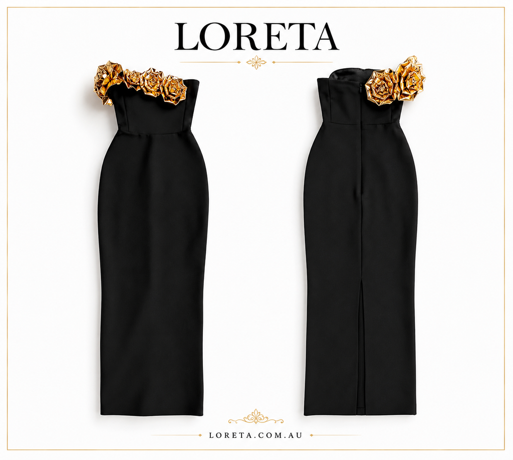 Gold Roses Dress