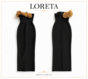 Gold Roses Dress