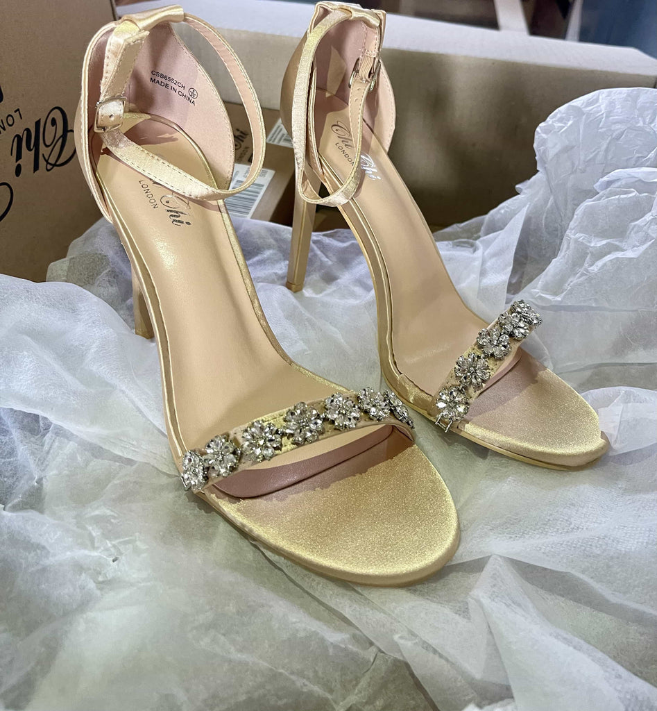 Buy Beige Ankle strap Sandals with Rhinestone Bow for Girls Heels Online In  India At Discounted Prices