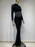 Renee Maxi Crystal Black Dress