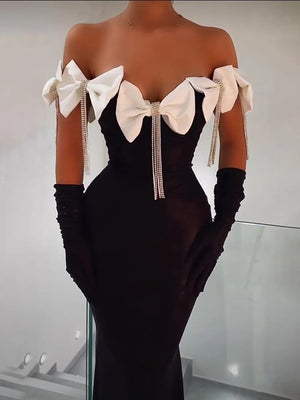 Frances Bow Dress (White/Black)