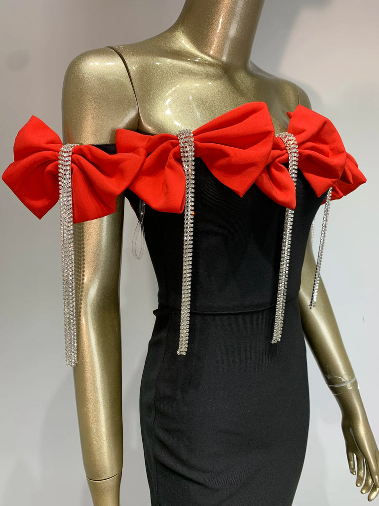 Frances Bow Dress (Red/Black)