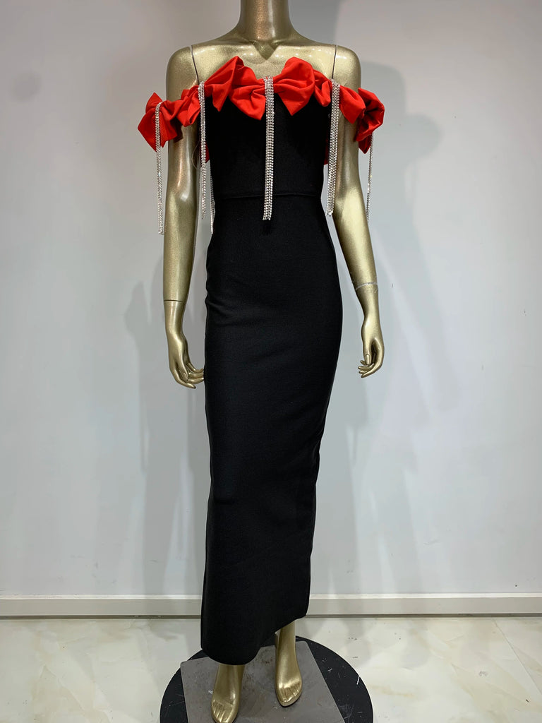 Frances Bow Dress (Red/Black)