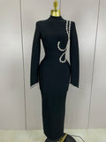 Fariba Crystal Maxi Dress (Black)