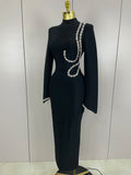 Fariba Crystal Maxi Dress (Black)