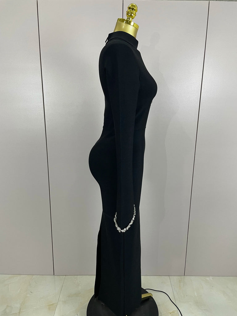 Fariba Crystal Maxi Dress (Black)
