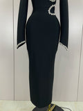 Fariba Crystal Maxi Dress (Black)