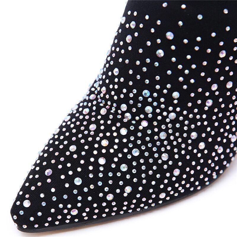 Crystal Thigh High Fabric Boots