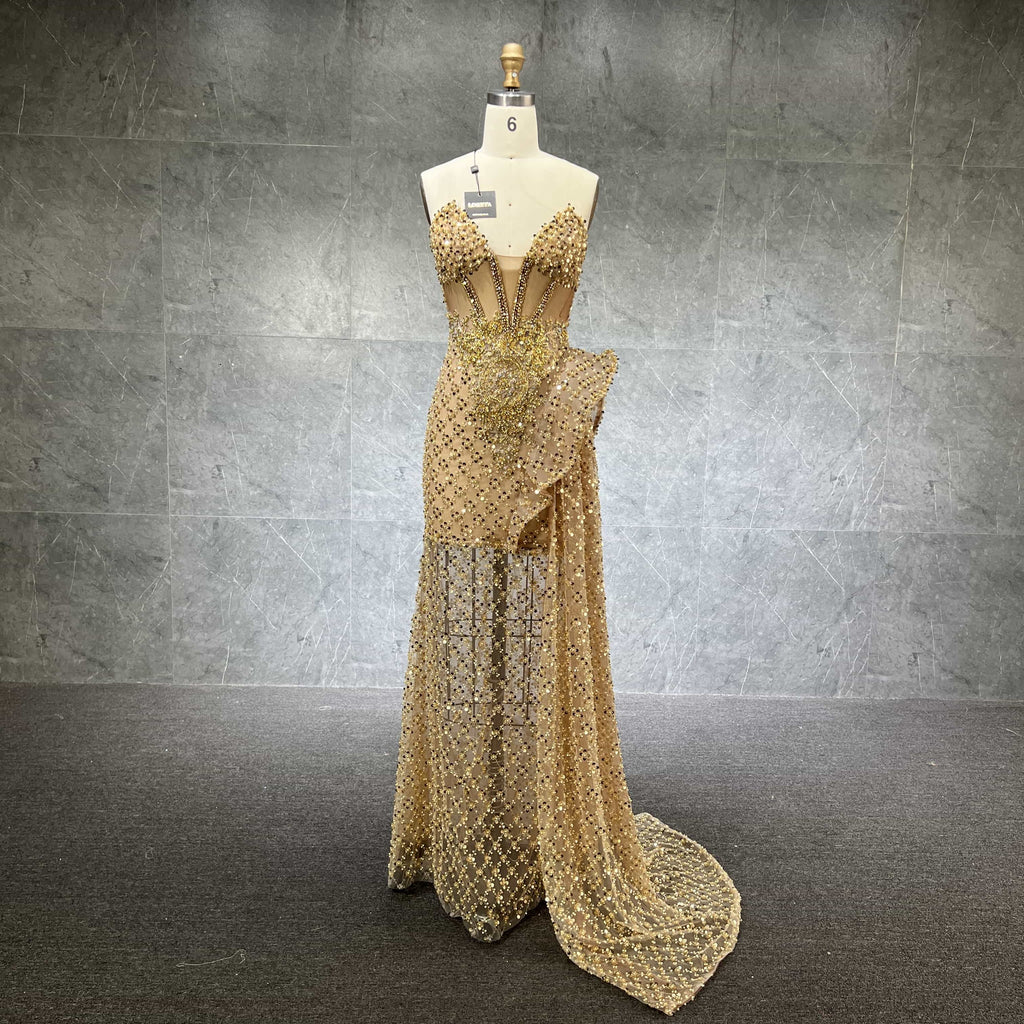 Gold Diva Couture Dress (Full- Length Version) LORETA Gold Diva Couture Dress (Full- Length Version) LORETA