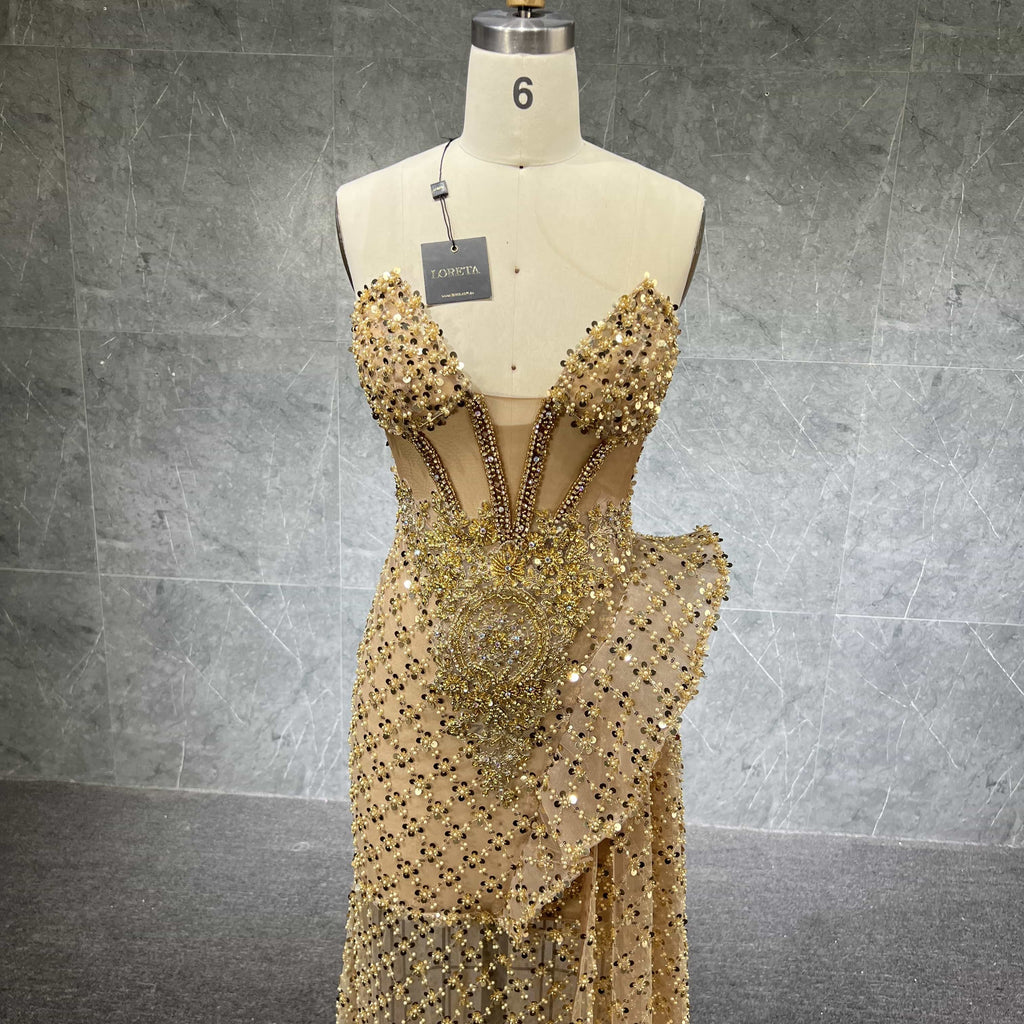 gold diva dresses Gold Diva Couture Dress LORETA