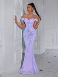 Molly Lilac Sequin Feather Dress