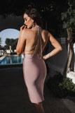 womens sexy bodycon bandage dress blush purple crystals plunge open sexy backless beige