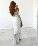 womens white cream lace dress fishtail midi