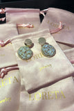 Round Crystal Drop Down Earrings