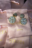 Round Crystal Drop Down Earrings