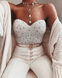 Pearl Bustier Corset Encrusted with Crystals