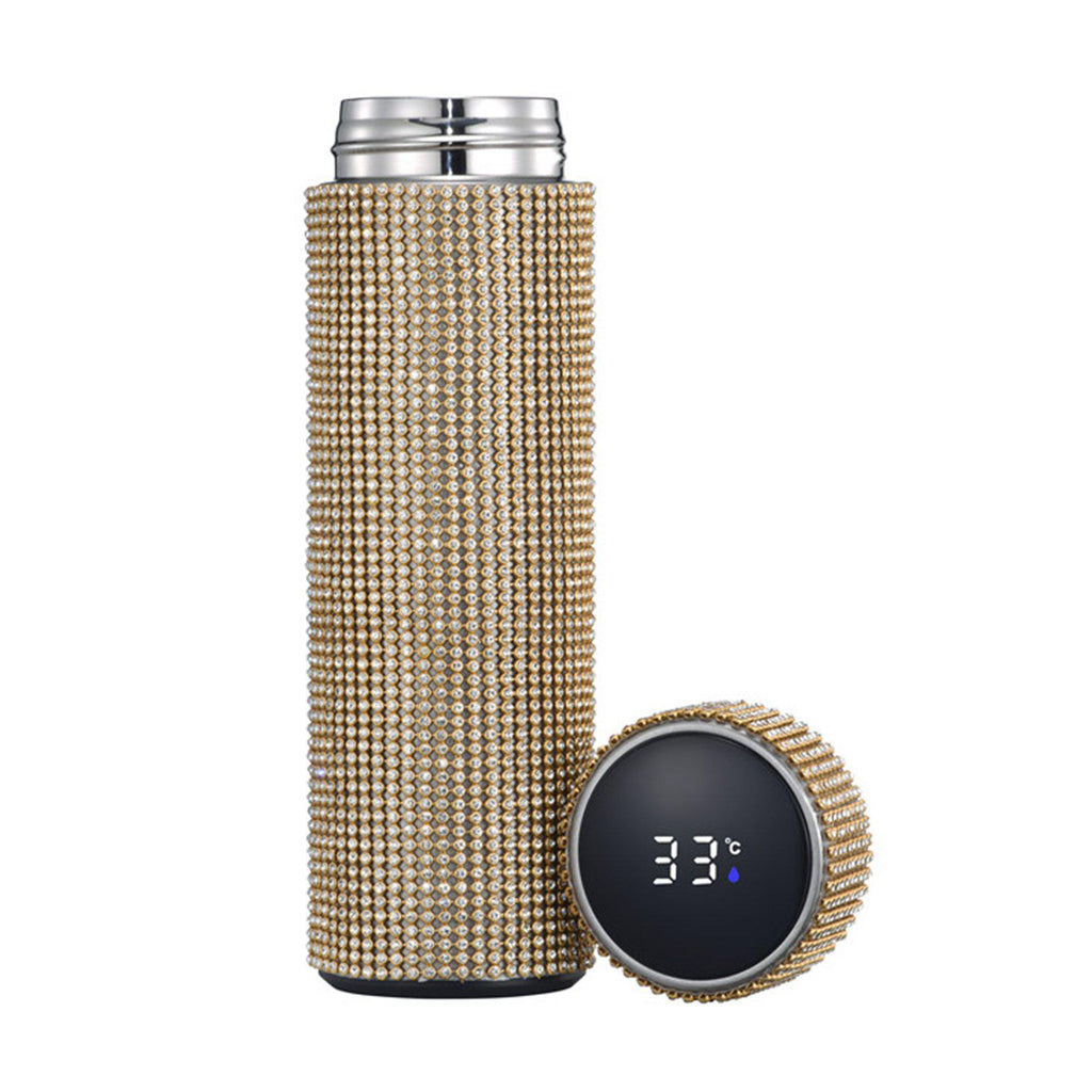 Crystal Thermos with Smart Temperature Display (Yellow Gold)