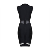 bandage black dress leather sleeveless luxury midi thick quality luxury