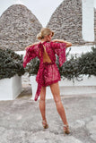 womens floral print red reddish flaming ruby cherry playsuit