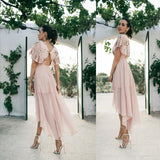 womens chiffon blush beige pink coral dress with sequins luxury quality australian brand loreta