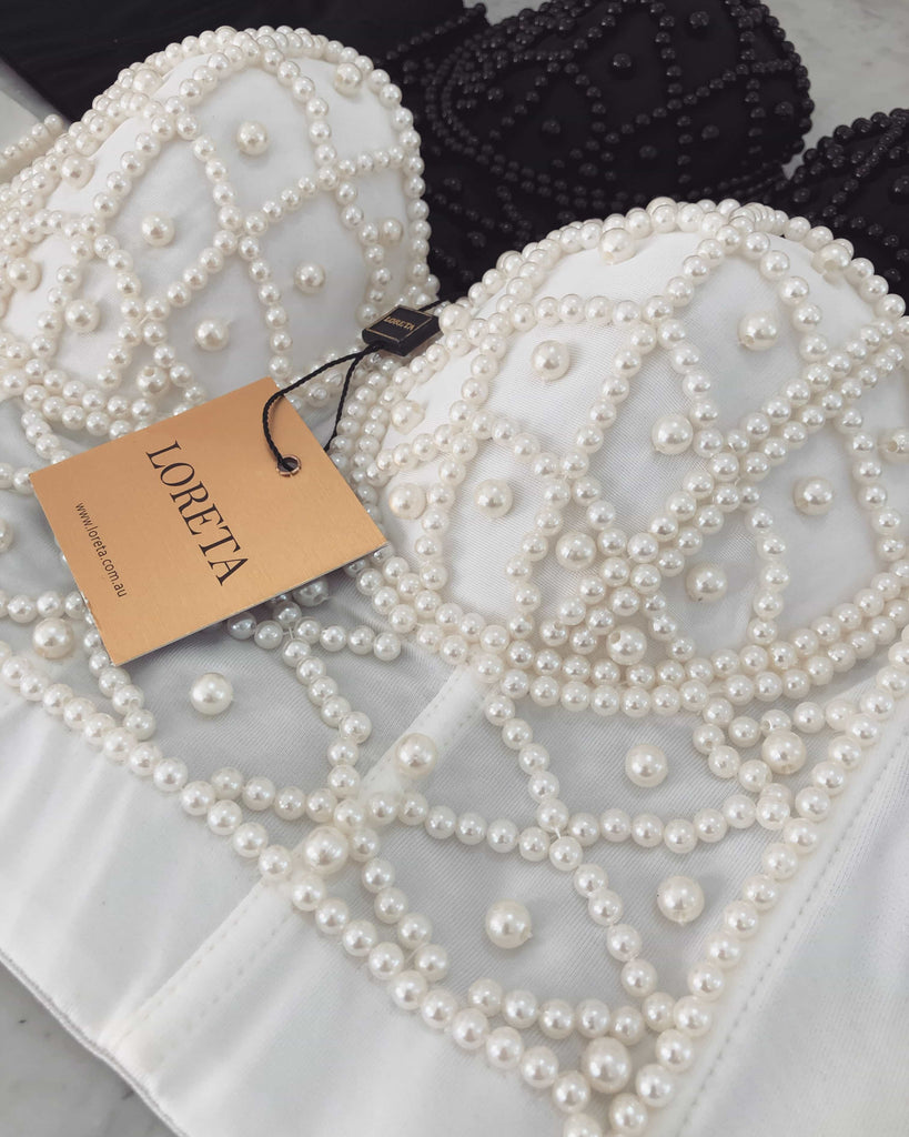 Pearl Bustier Corset Top (White)