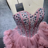 Crystalized Pink Tulle Corset Dress